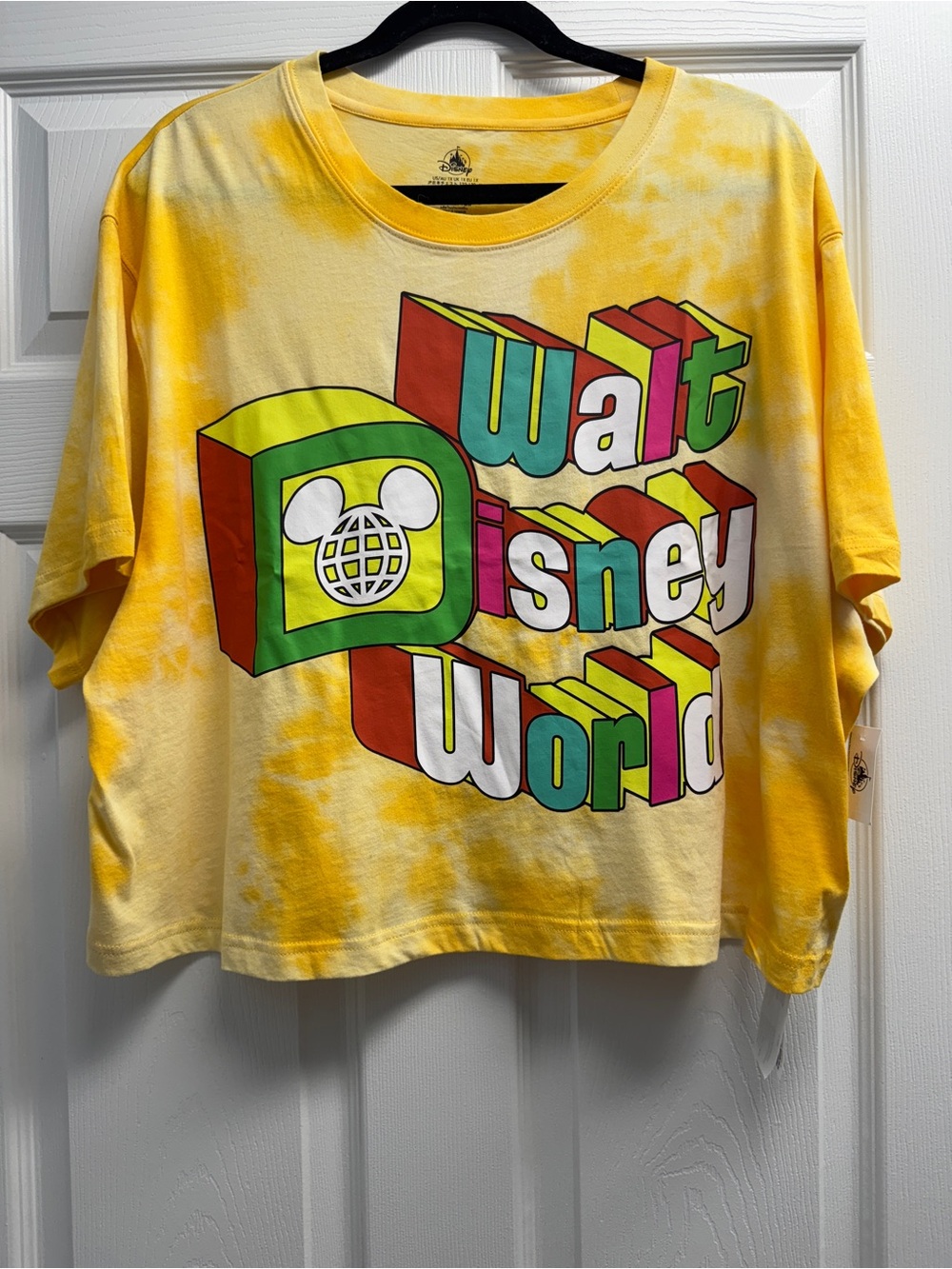 Walt Disney World Yellow Tie-Dye Cropped Graphic Tee